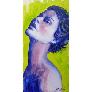 “Femme” Original Oil Painting by Robin White - Oil on Wood Panel 6 x12 x.75"